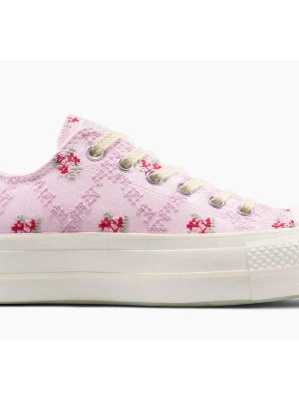Converse Chuck Taylor All Star Lift Platform Rose Cross Stitch Low Top Size 9